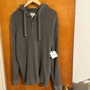 Thermal Hoodie Mens Small Gray Henley Arizona